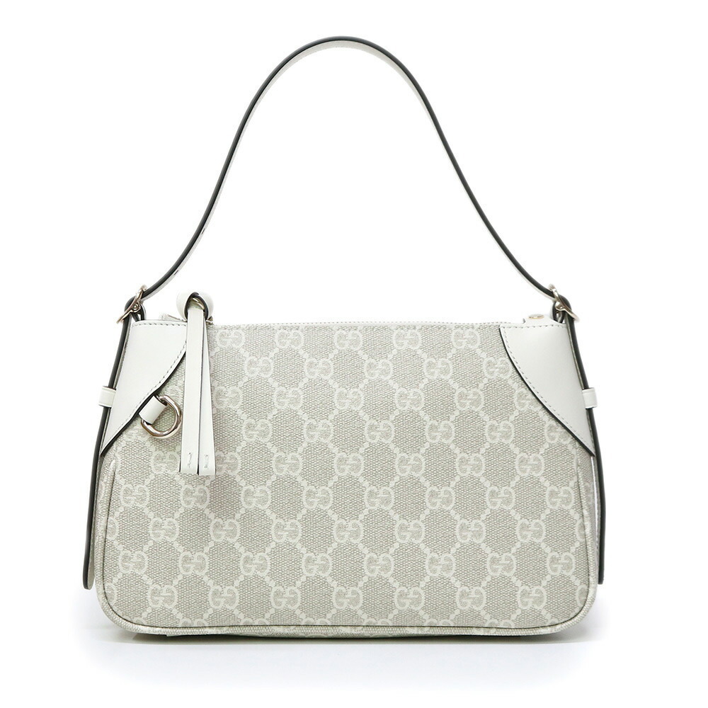 Gucci GG Emblem Shoulder Clutch Handbag Crossbody Bag Supreme Beige White